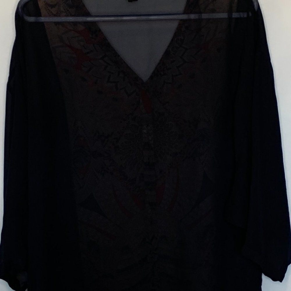 Jeans by Buffalo Navy Sheer V Neck Blouse - Picture 8 of 8